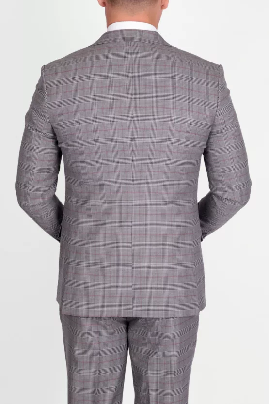 Костюм-тройка бежевого цвета в структурную клетку Вечерние мужские костюмы