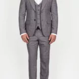 Костюм-тройка бежевого цвета в структурную клетку Вечерние мужские костюмы