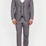 Костюм-тройка бежевого цвета в структурную клетку Вечерние мужские костюмы