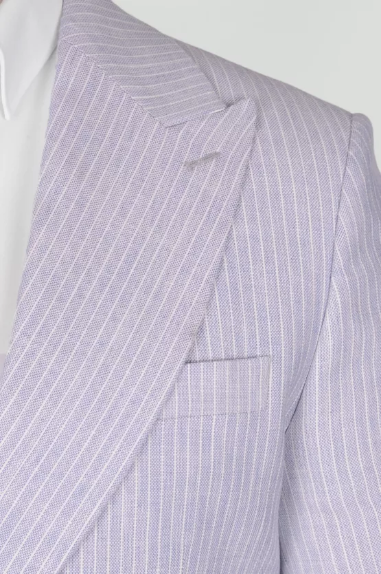 Костюм-тройка светло-голубого цвета в полосу Каталог