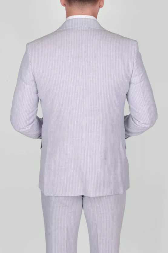 Костюм-тройка светло-голубого цвета в полосу Каталог