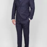 Двубортный костюм в тонкую полосу Вечерние мужские костюмы