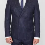 Двубортный костюм в тонкую полосу Вечерние мужские костюмы