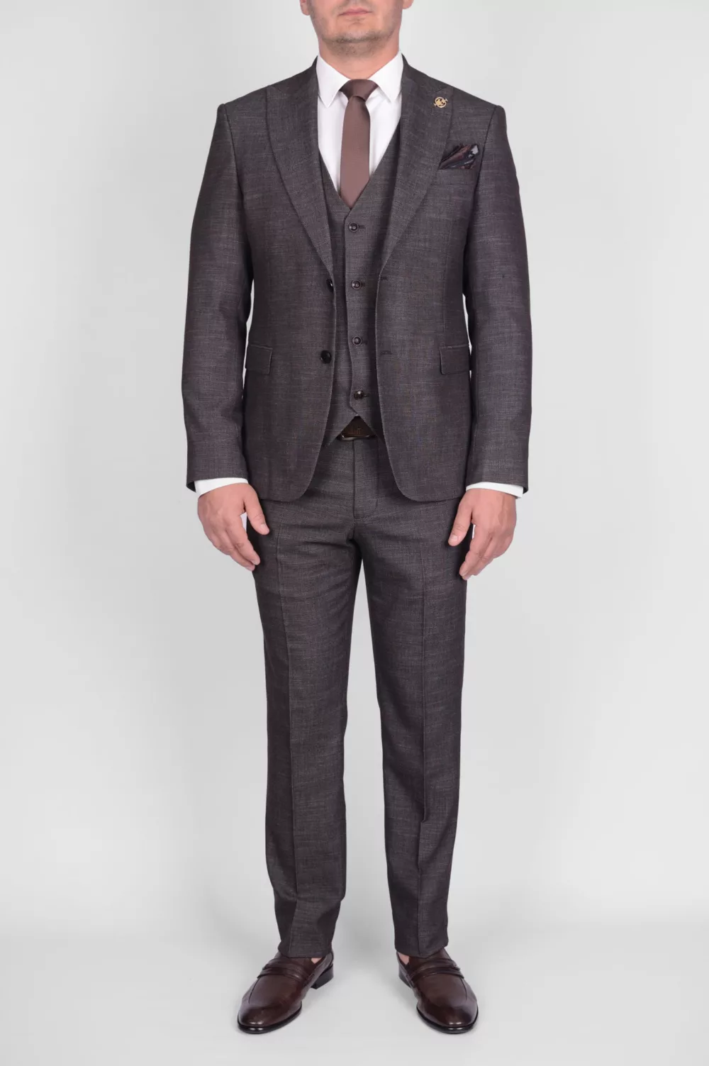 Костюм-тройка кофейного цвета Вечерние мужские костюмы
