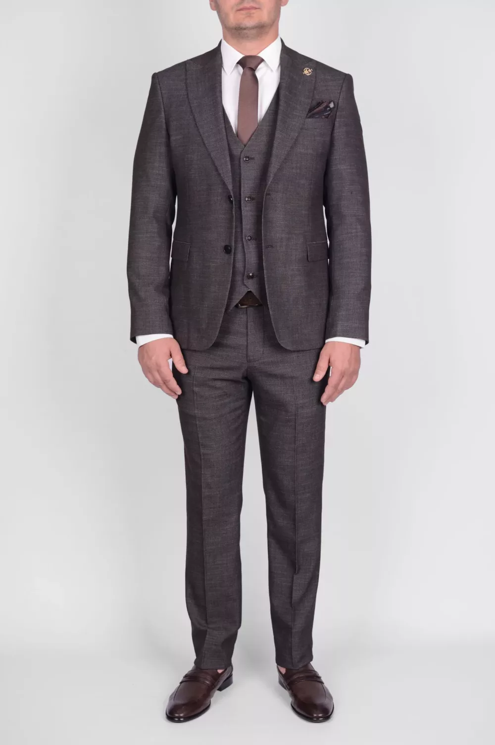 Костюм-тройка кофейного цвета Вечерние мужские костюмы