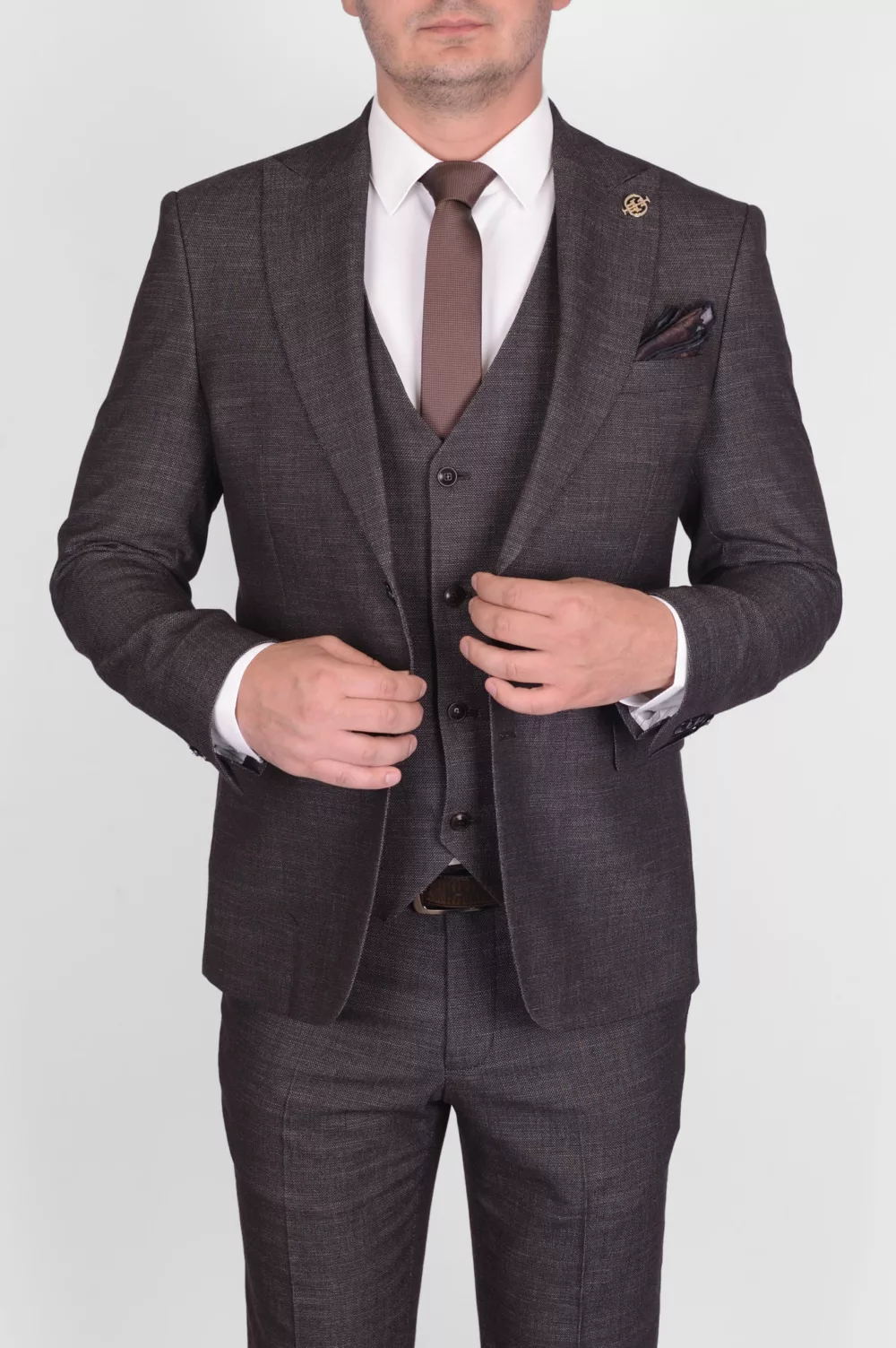 Костюм-тройка кофейного цвета Вечерние мужские костюмы
