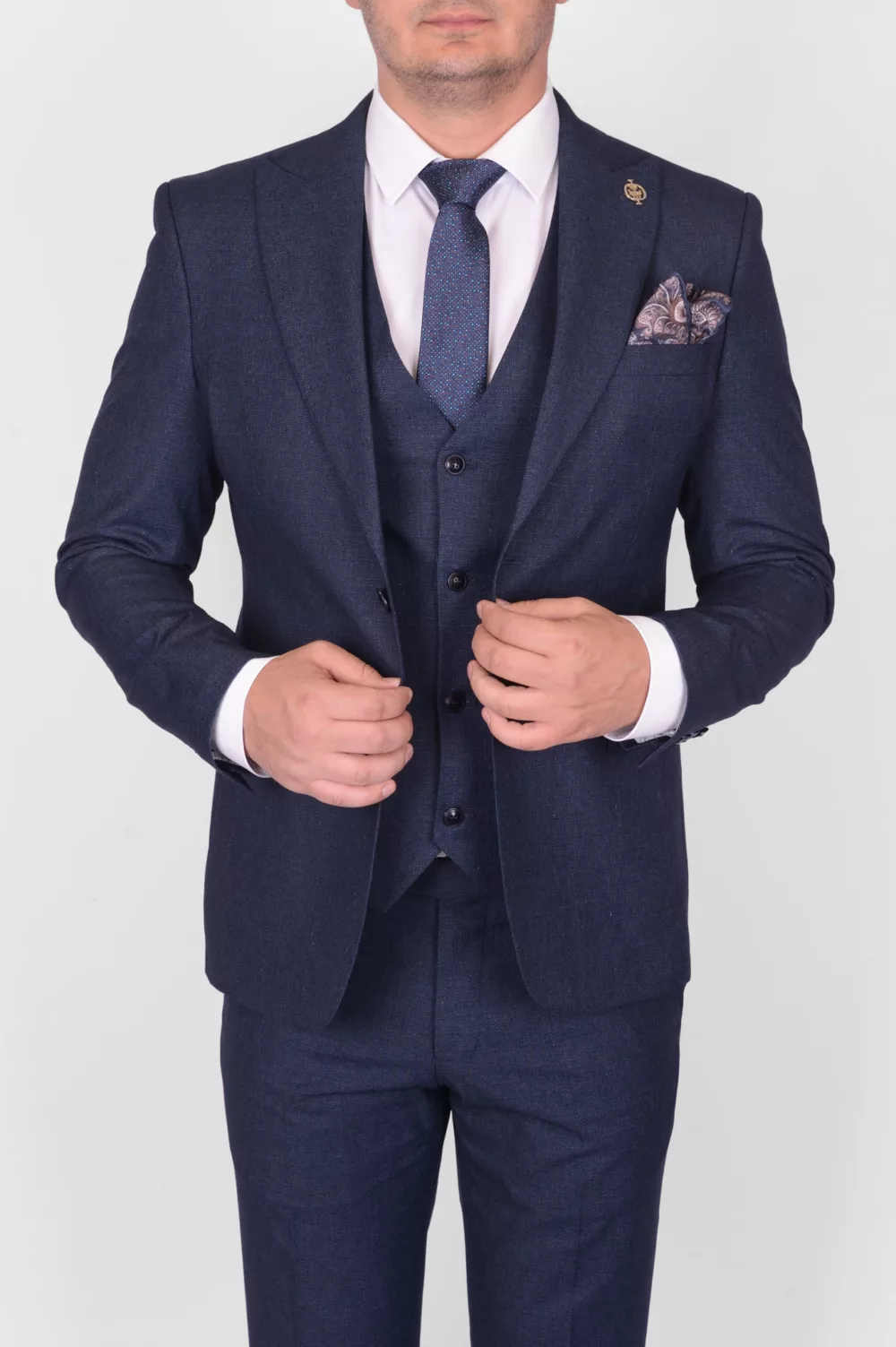 Костюм-тройка синего цвета Каталог