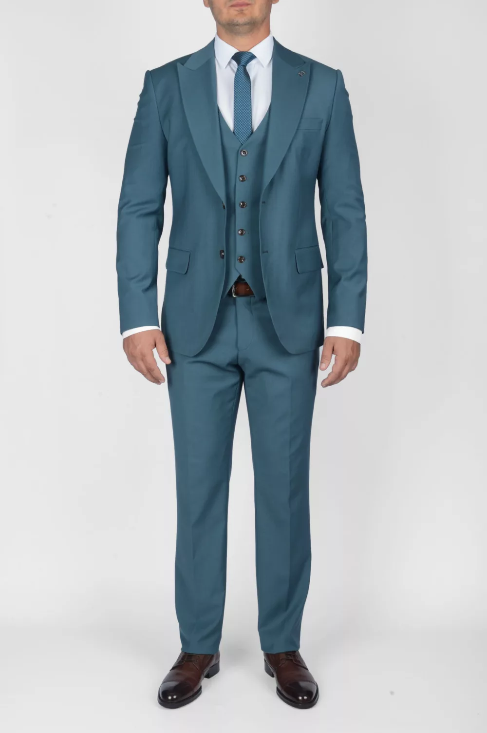 Костюм-тройка цвета «морской волны» Каталог