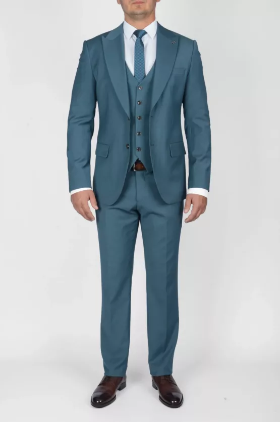 Костюм-тройка цвета «морской волны» Каталог