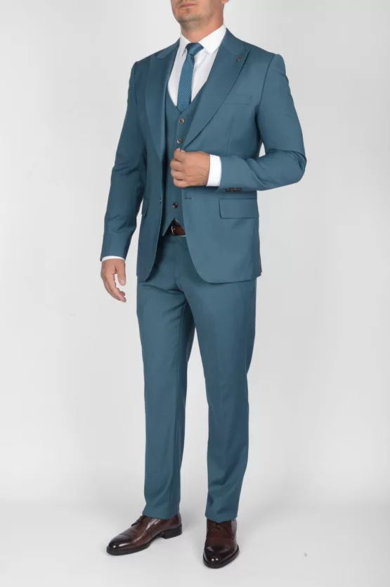 Костюм-тройка цвета «морской волны» Каталог