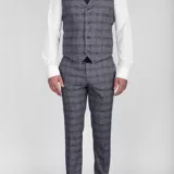 Костюм-тройка серого цвета в клетку Каталог