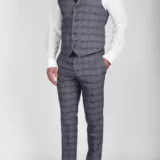Костюм-тройка серого цвета в клетку Каталог