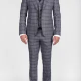 Костюм-тройка серого цвета в клетку Каталог