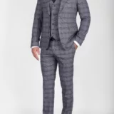 Костюм-тройка серого цвета в клетку Каталог