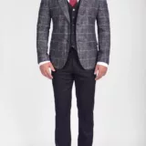 Костюм-тройка в крупную клетку с однотонными брюками Каталог