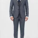 Серый костюм-тройка в песочную клетку Каталог