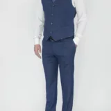 Клетчатый костюм-тройка синего цвета Вечерние мужские костюмы