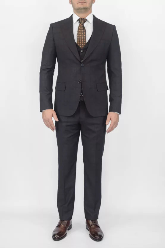 Костюм-тройка темно-коричневый цвет в клетку Каталог