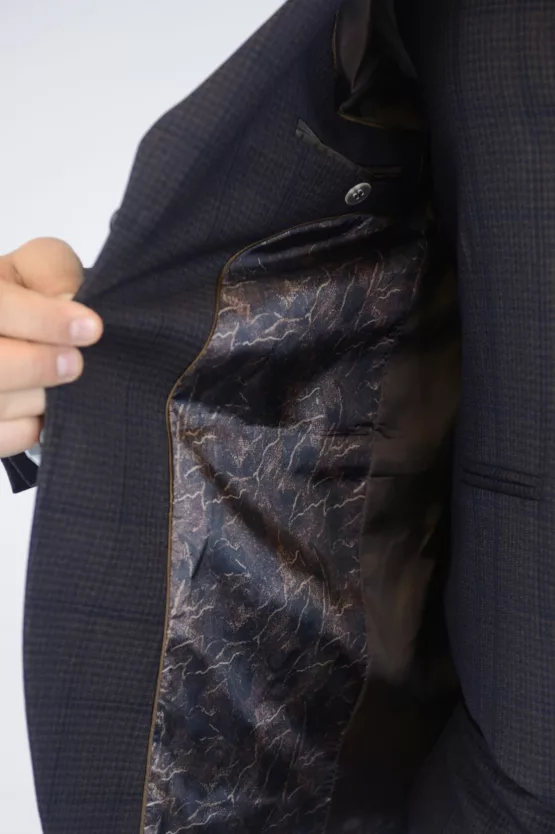 Костюм-тройка темно-коричневый цвет в клетку Каталог