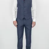 Костюм-тройка синего цвета с коричневой клеткой Брючные мужские костюмы