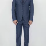 Костюм-тройка синего цвета с коричневой клеткой Брючные мужские костюмы
