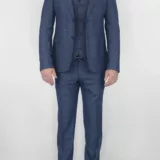 Костюм-тройка синего цвета с коричневой клеткой Брючные мужские костюмы