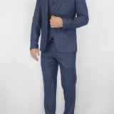 Костюм-тройка синего цвета с коричневой клеткой Брючные мужские костюмы