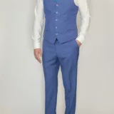 Костюм-тройка мужской небесно-голубого цвета Вечерние мужские костюмы