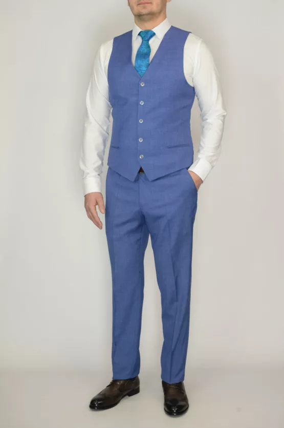 Костюм-тройка мужской небесно-голубого цвета Вечерние мужские костюмы