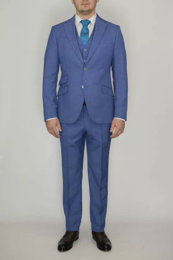 Костюм-тройка мужской небесно-голубого цвета Вечерние мужские костюмы