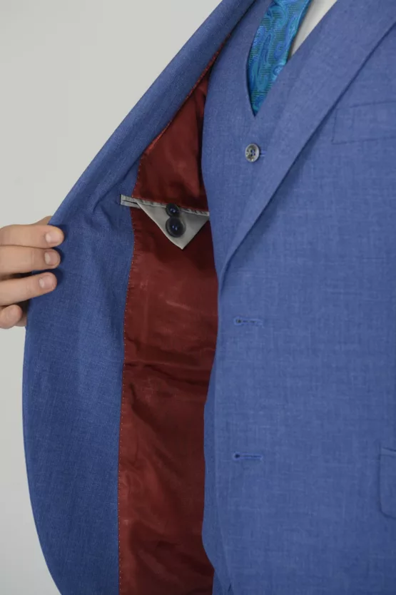 Костюм-тройка мужской небесно-голубого цвета Вечерние мужские костюмы