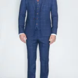 Костюм-тройка синего цвета в тонкую клетку Каталог