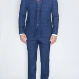 Костюм-тройка синего цвета в тонкую клетку Каталог