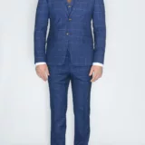 Костюм-тройка синего цвета в тонкую клетку Каталог