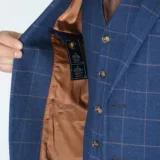 Костюм-тройка синего цвета в тонкую клетку Каталог