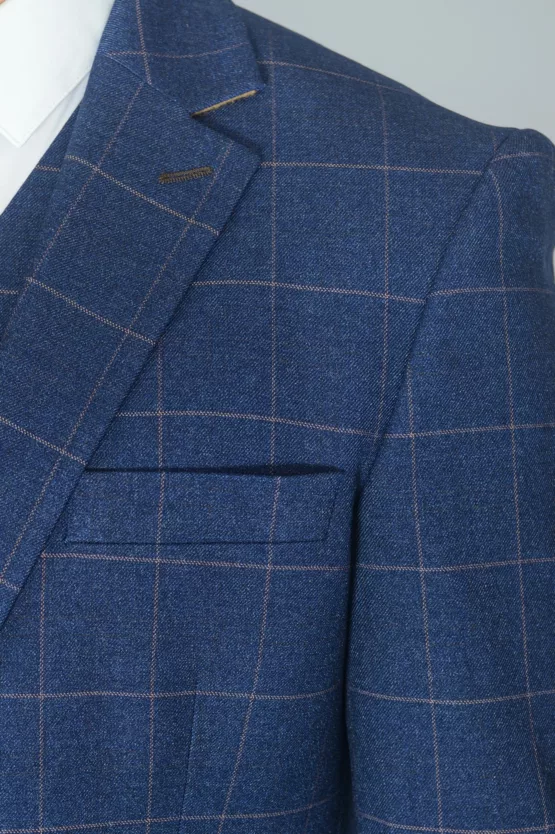 Костюм-тройка синего цвета в тонкую клетку Каталог