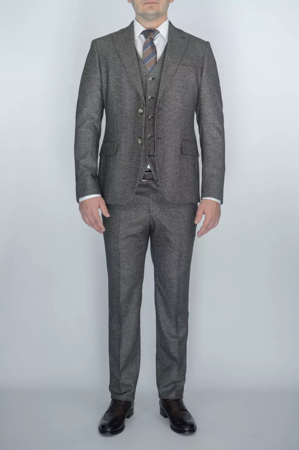 Костюм-тройка песочный цвет текстурная ткань Каталог