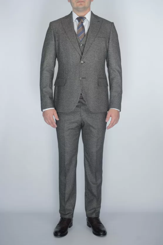 Костюм-тройка песочный цвет текстурная ткань Каталог