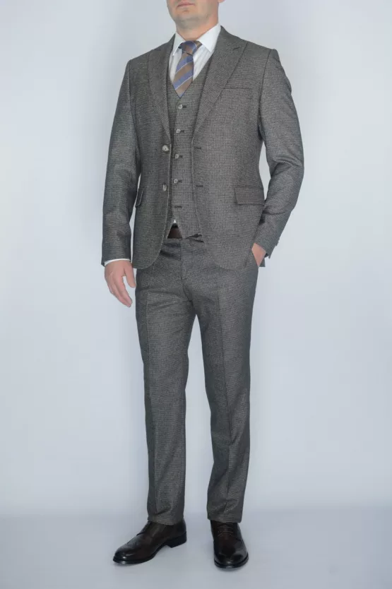 Костюм-тройка песочный цвет текстурная ткань Каталог