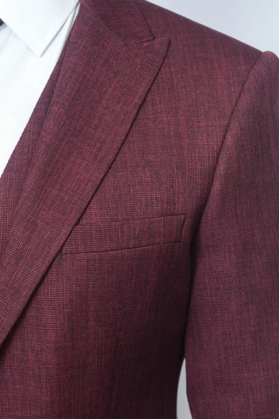Костюм-тройка насыщенно бордового цвета Вечерние мужские костюмы