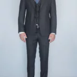 Шоколадный костюм-тройка в клетку Брючные мужские костюмы