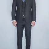 Шоколадный костюм-тройка в клетку Брючные мужские костюмы