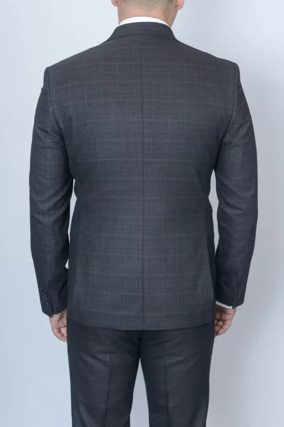 Шоколадный костюм-тройка в клетку Брючные мужские костюмы