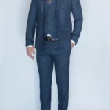 Костюм-тройка серого цвета в синюю клетку Каталог