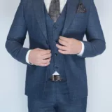 Костюм-тройка серого цвета в синюю клетку Каталог