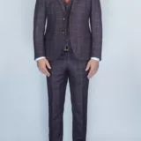 Костюм-тройка бордового цвета в клетку Вечерние мужские костюмы