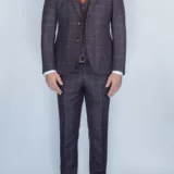 Костюм-тройка бордового цвета в клетку Вечерние мужские костюмы