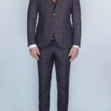 Костюм-тройка бордового цвета в клетку Вечерние мужские костюмы