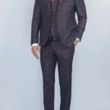 Костюм-тройка бордового цвета в клетку Вечерние мужские костюмы