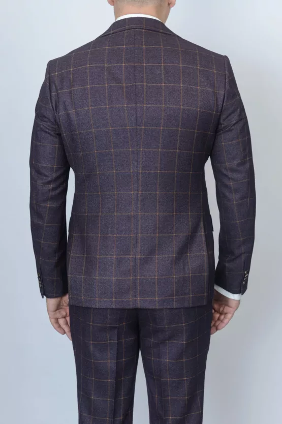 Костюм-тройка бордового цвета в клетку Вечерние мужские костюмы